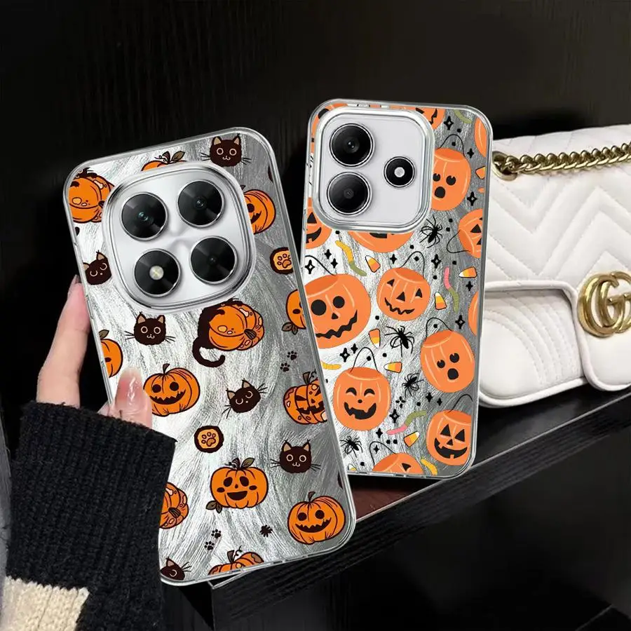 Fashionable Halloween Pumpkin Cat Phone Case for Xiaomi Redmi Note 13 14 Pro Plus 12S 14S 11 12 Pro 11S Black Soft Shell