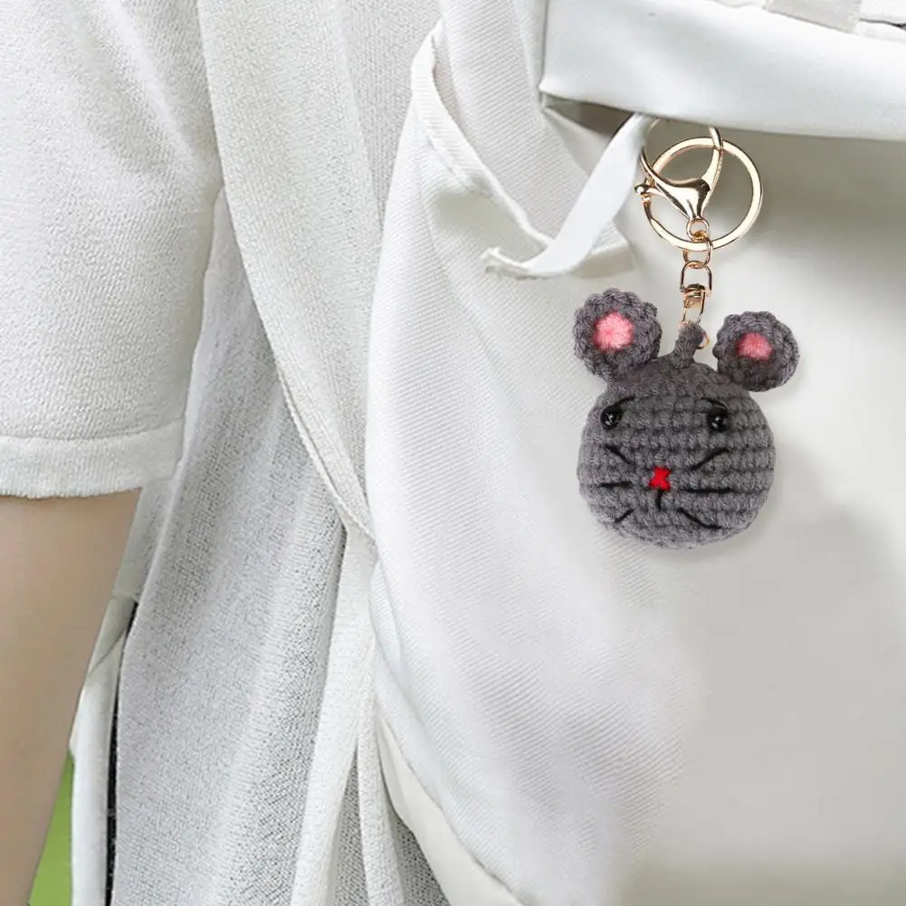 Porte-clés en peluche de hamster doux fait à la main avec nœud, crochet, pendentif beurre, jouet mème Kawaii, cadeau pour Gérof Emotional