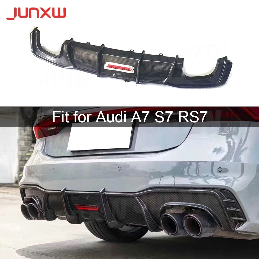 

Carbon fiber Rear Lip Diffuser With Lamp Spoiler For Audi A7 S7 RS7 2019-2021 FRP Car Rear Bumper Protector