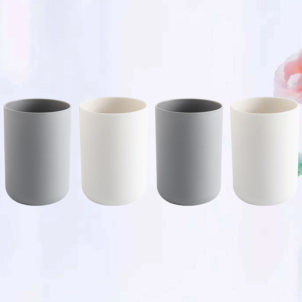 

4pcs 300Ml Cups Grey White Travel Gargle Mugs Compact Home Bathroom Holder Lightweight Countertop Utility Gargle Cup