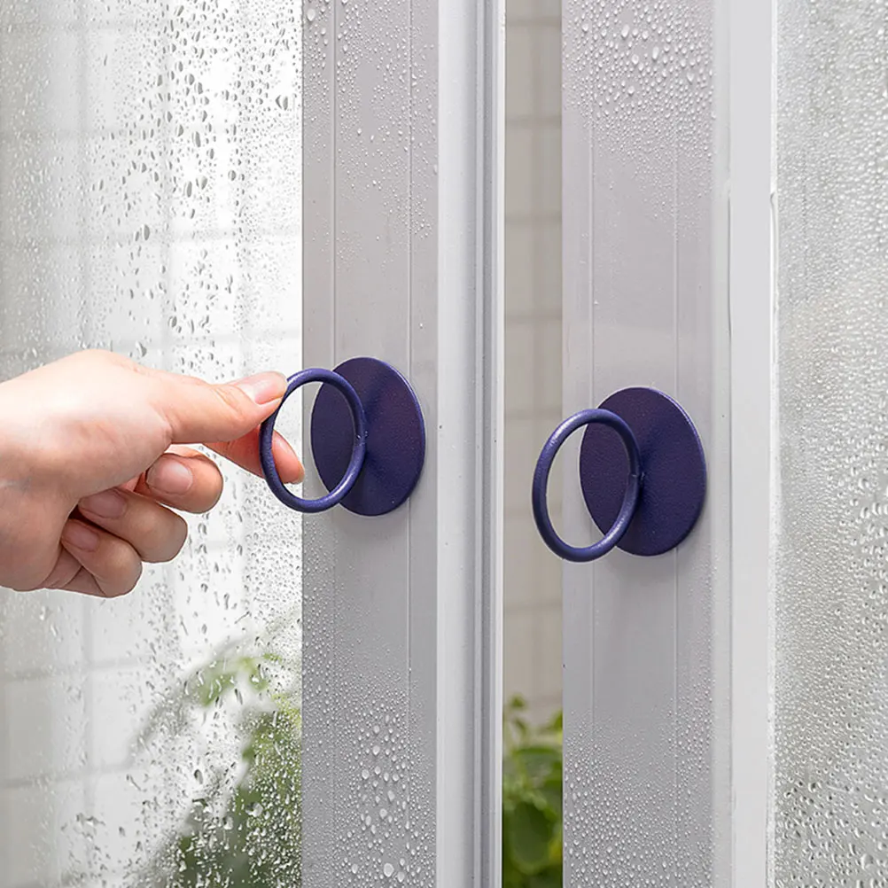 

6Pcs Door Window Pull Handles Paste Type No Punching Household Adhesive Furniture Door Knobs Carbon Steel Durable