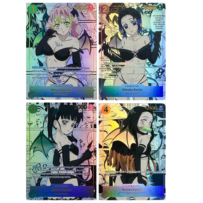 Demon Slayer Blade DIY 4PCS/SET Shinobu Kocho Mitsuri Kanroji Nezuko Kamado Kanao Tsuyuri Collectible cards for holiday gifts