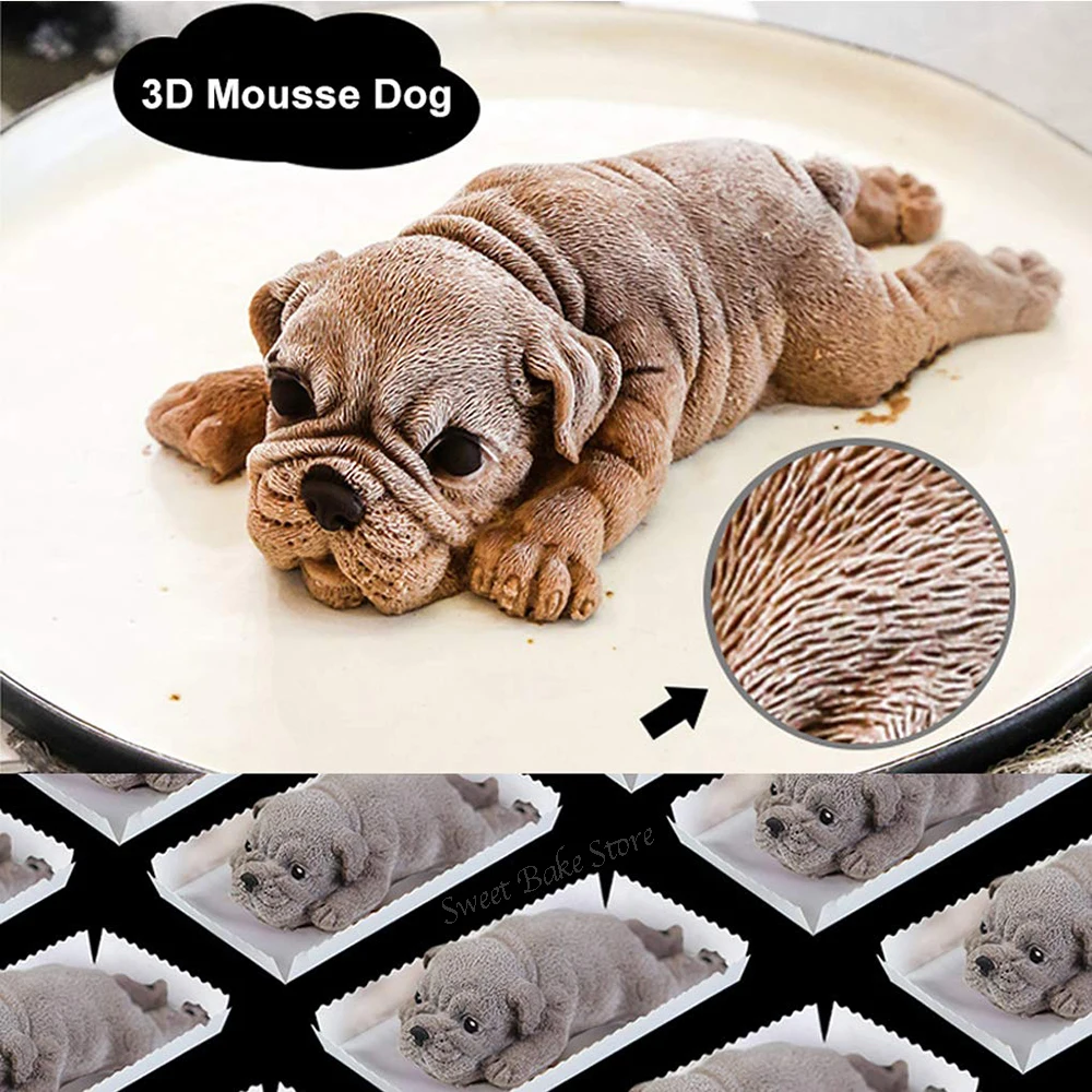 3D Shar Pei Dog Silicone Mold, Mousse Cake Mould, For Chocolate, Ice Cream, Dessert, Cute Design Kid Fondant Cartoon Molds