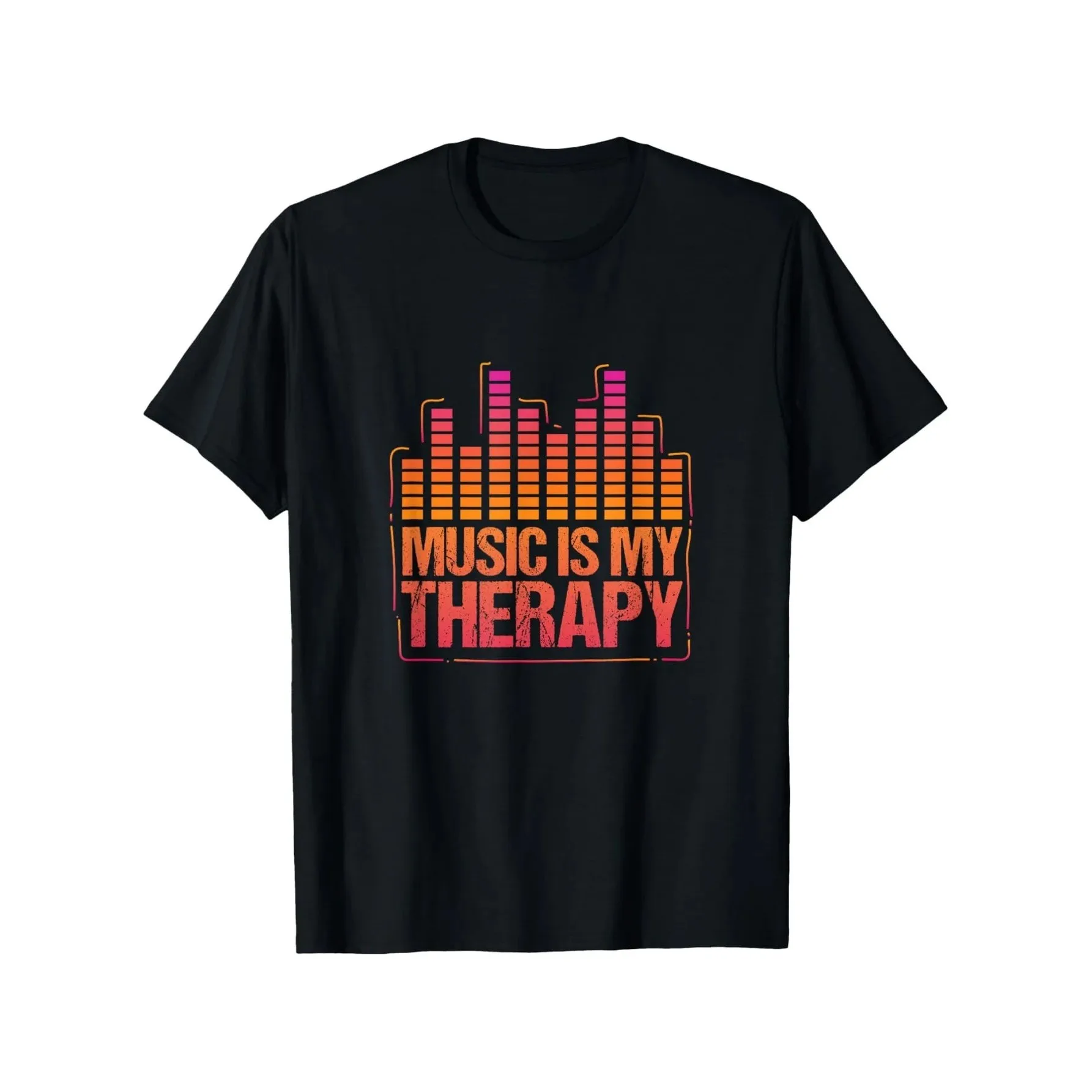 Music Is My Therapy Graphic Tee Men DJ Equalizer Print Casual Cotton Short Sleeve T-Shirt