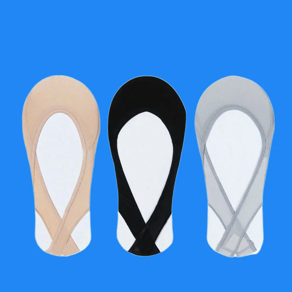 3/6 Pairs High Heel Shoes Non Slip Silicone Sling Socks Ice Silk Shallow Mouth Socks Invisible Women New Fashion Cotton Socks