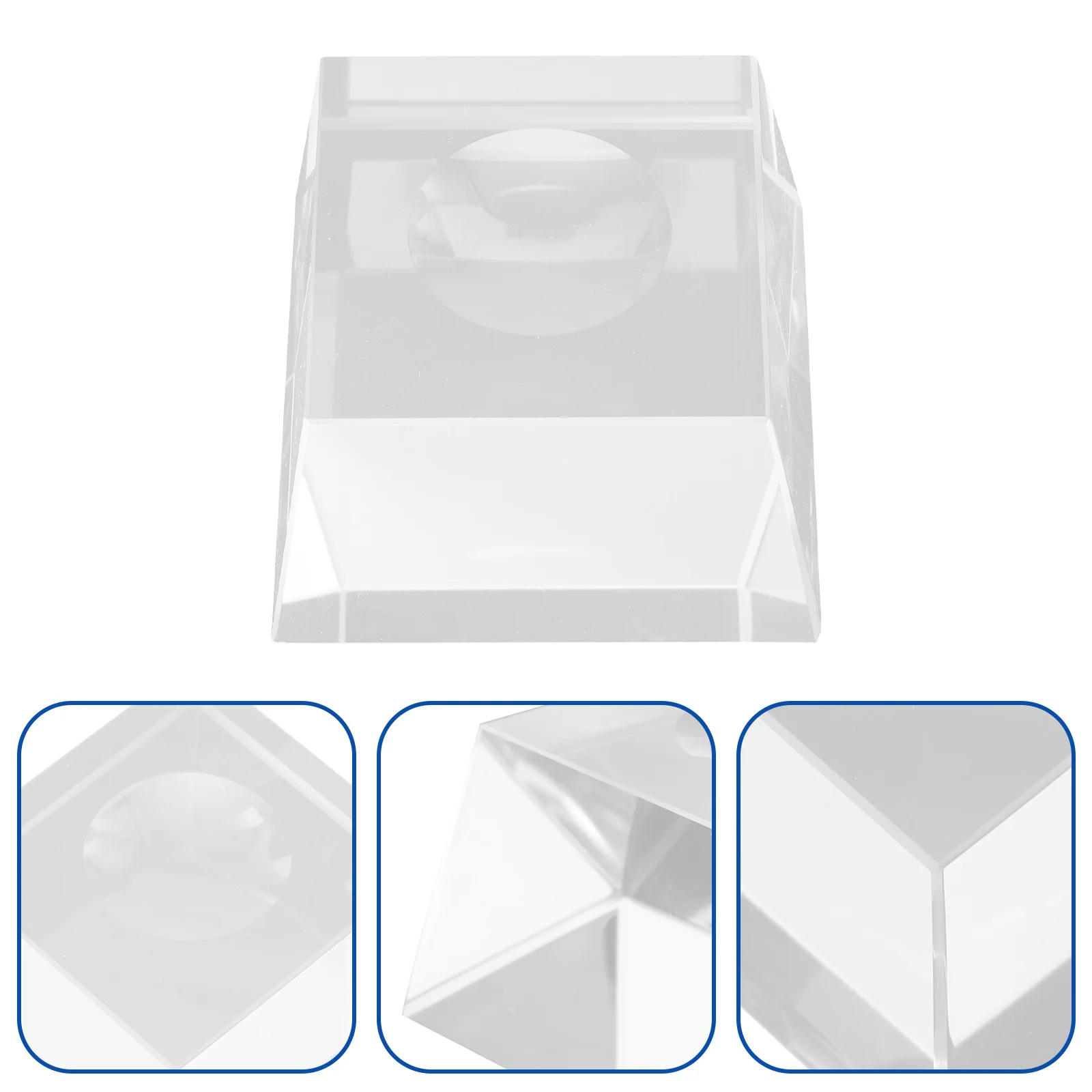 

Crystal-Ball Base Transparent Trapezoid Shaped Desktop Crystal Ornament Decorative Glass Stand Display for Home Study Office