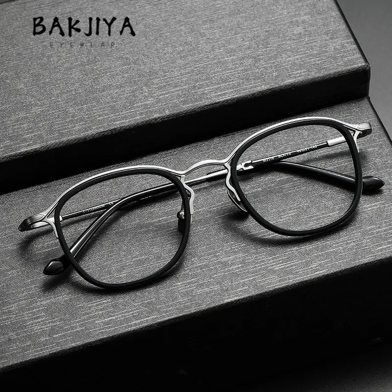 

Vintage Pure Titanium Eyeglasses Frame Japanese Handmade Acetate Mirror Rim Oval Full Glasses Men Women Ultra Light Full Eyewear