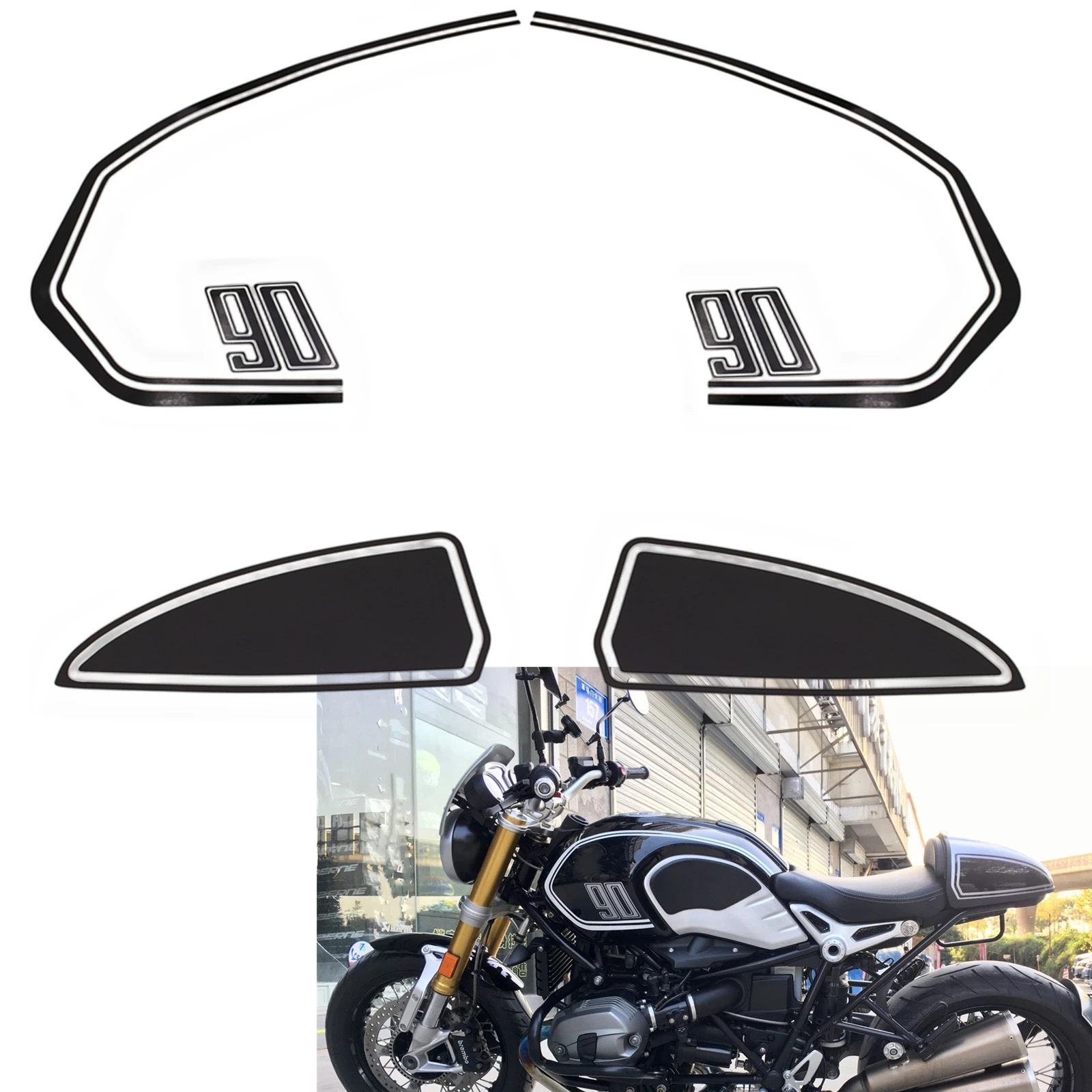 Motorcycle Fuel Tank Sticker Rear Pillion Seat Cowl Hump Box Decal For BMW RnineT Pure Racer Scrambler Urban G/S