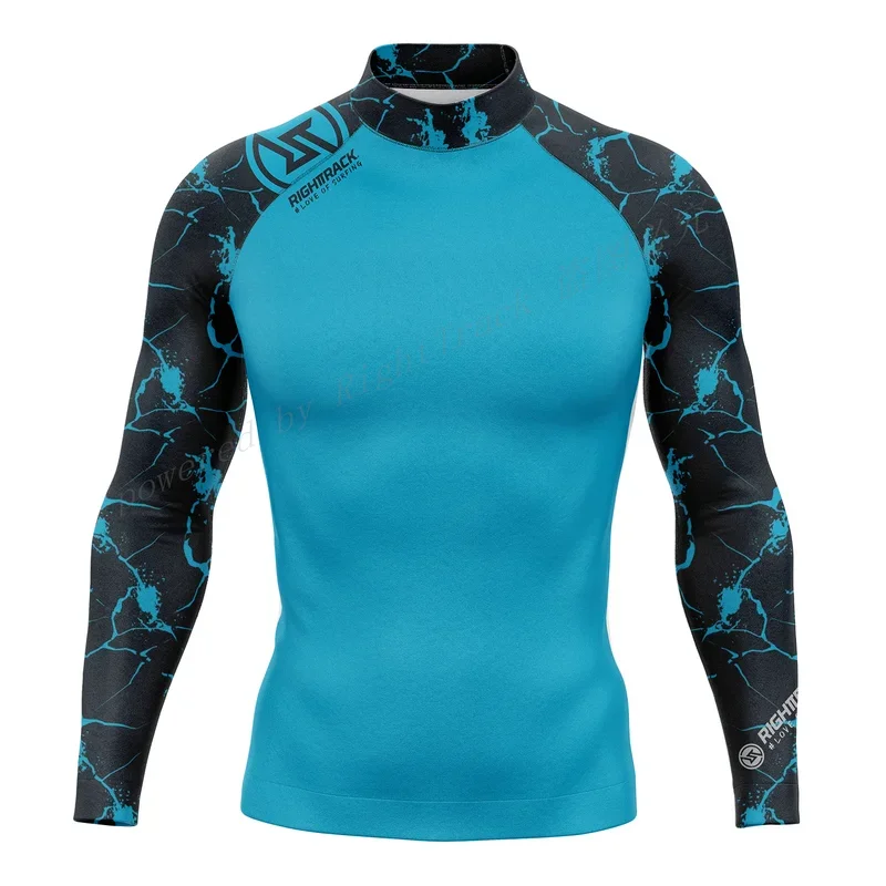 New Men\'s Surfing Shirt Holiday Party Lycra Rashguard RIGHTTRACK For Surf Sportswear Beach UV Swimwear UPF50  Clothes