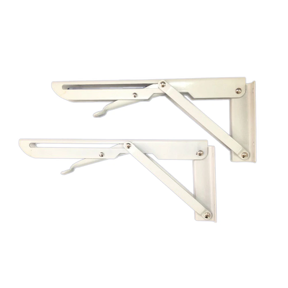 

2Pcs Stainless Steel Shelf Bracket Folding Support Wall Mounted Spring Loaded Triangle Brackets Heavy Duty Hardware Included