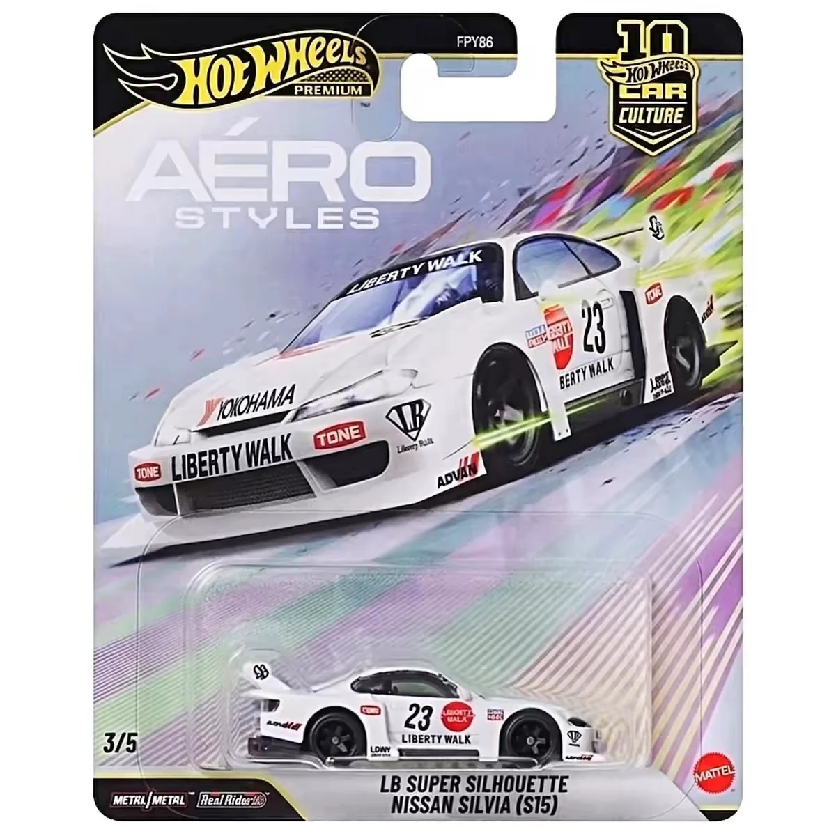 

Hot Wheels Car AERO STYLES LB SUPER SILHOUETTE NISSAN SILVIA S15 1/64 Metal Die-cast Model Toy FPY86