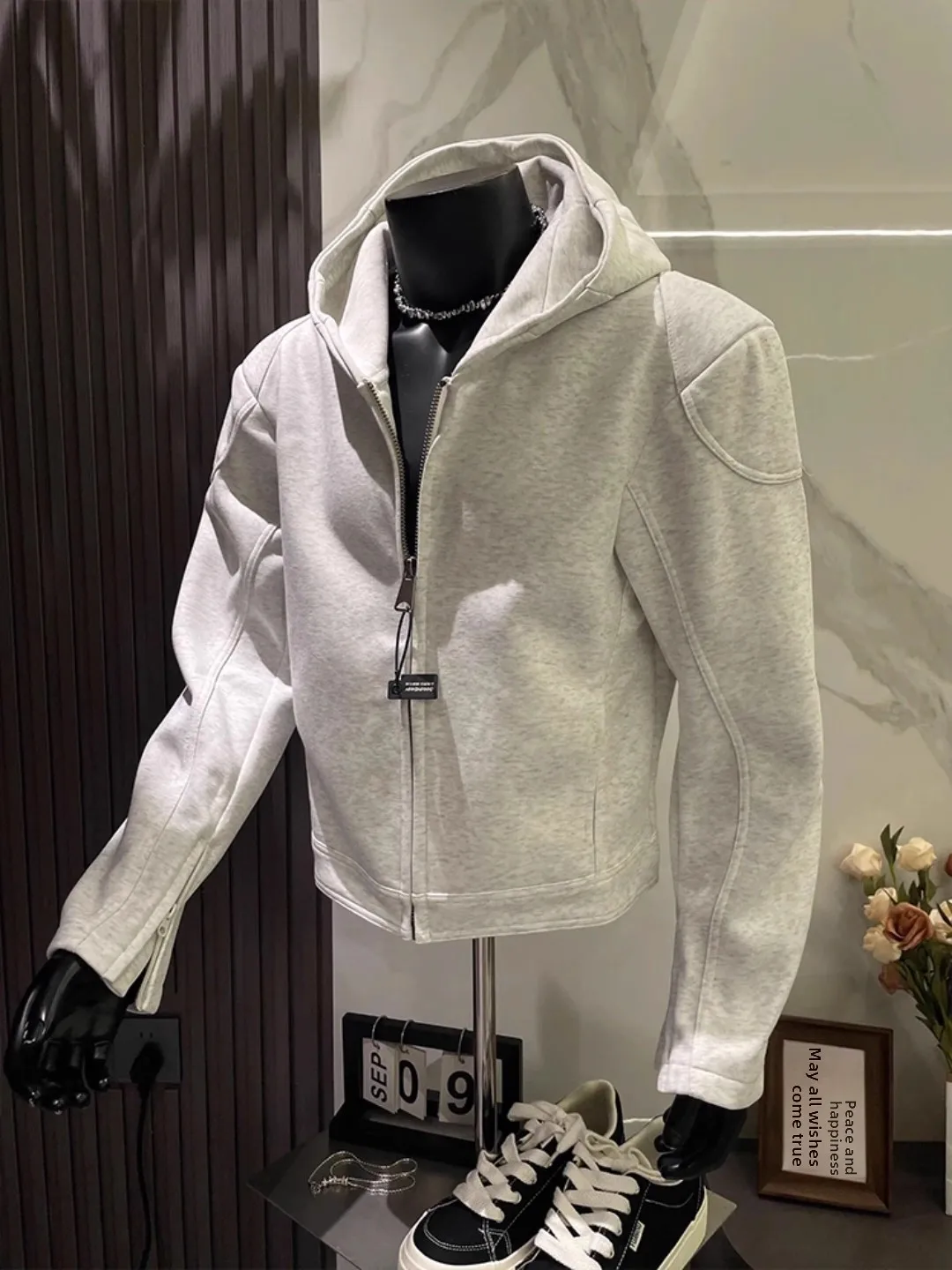 

Мужская толстовка-кардиган American Sle Heavyweight, износостойкая, для активного отдыха, с открытыми плечами, осенняя спортивная одежда