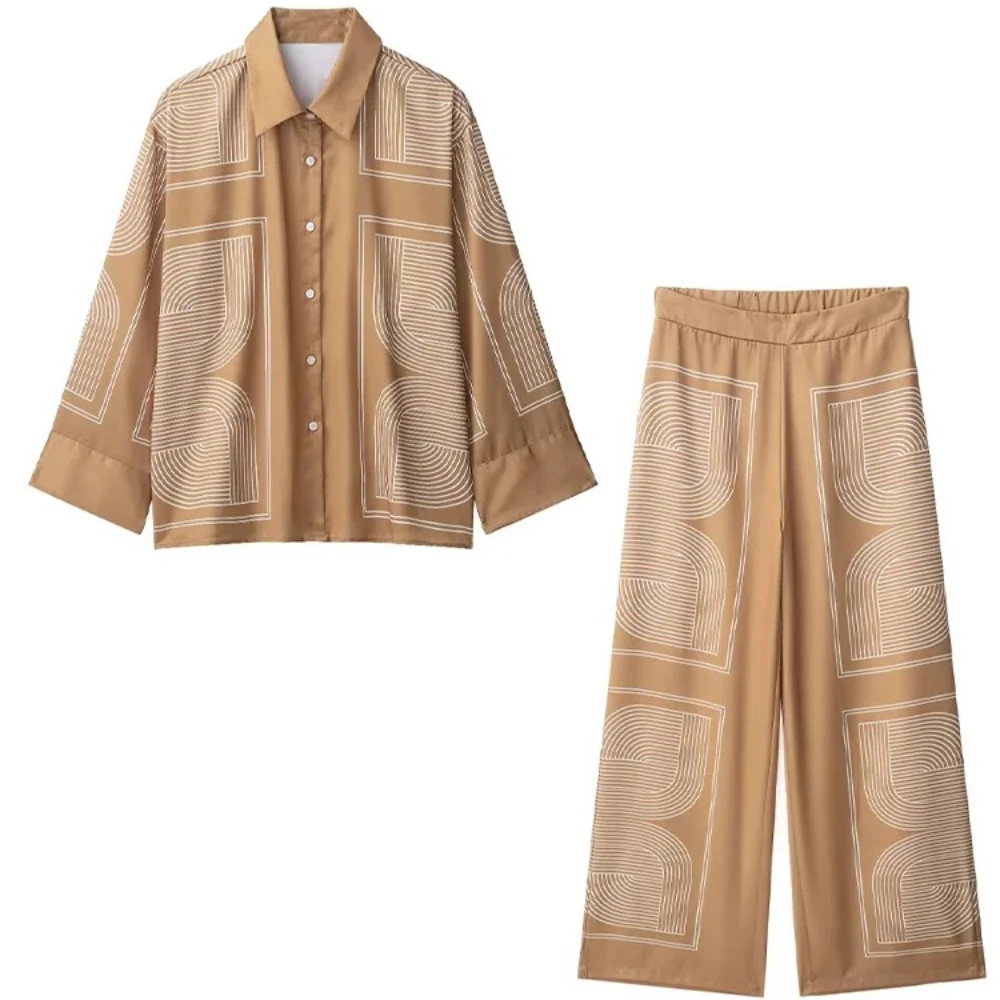 

KONDALA Женский комплект брюк с принтом в стиле ретро, рубашки с лацканами или прямые брюки с принтом, весна-лето, осень 2023, пляжные праздничные брюки Mujer Se