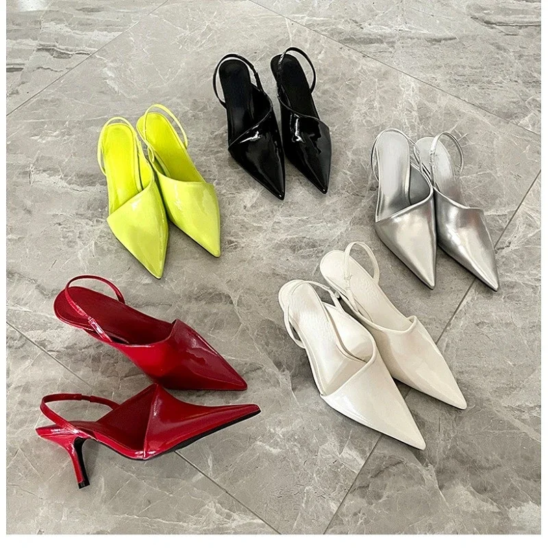 New Women Slingback Pumps Simplicity Pointed Versatile Baotou Sandals Fashionable Design Sense Elegant Ladies High Heel Shoes