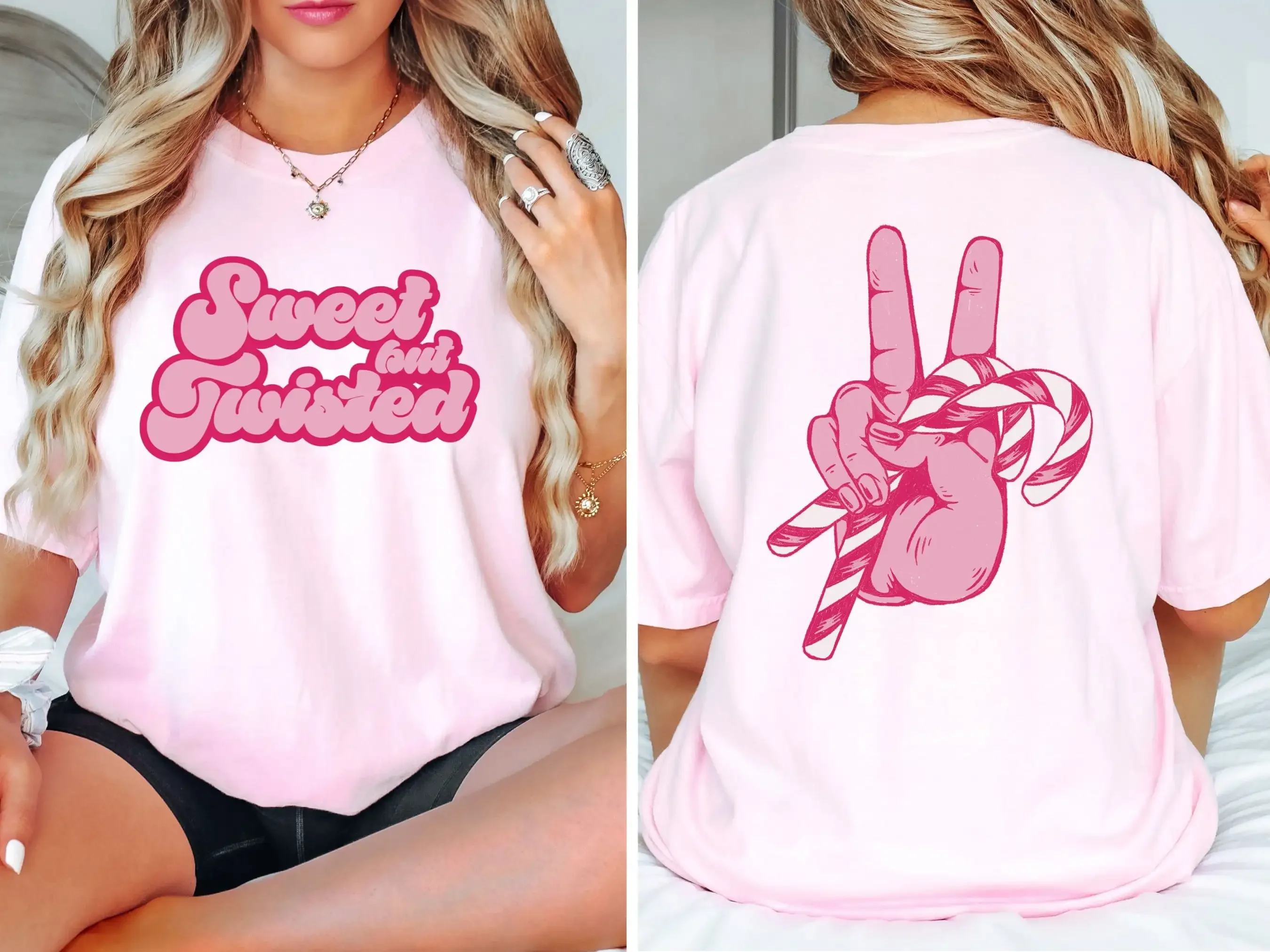 Sweet But Twisted Comfort Colors T Shirt Retro Christmas Candy Cane Vintage Holiday Apparel Funny