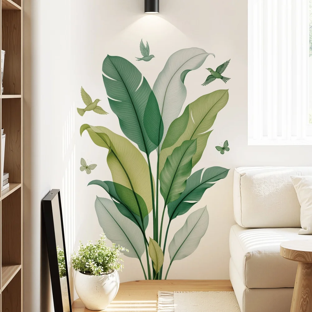 Botanical Wall Sticker PVC Waterproof and Pre Cut for Easy Application 21.6 in x 33.8 in For Living Room Bedroom