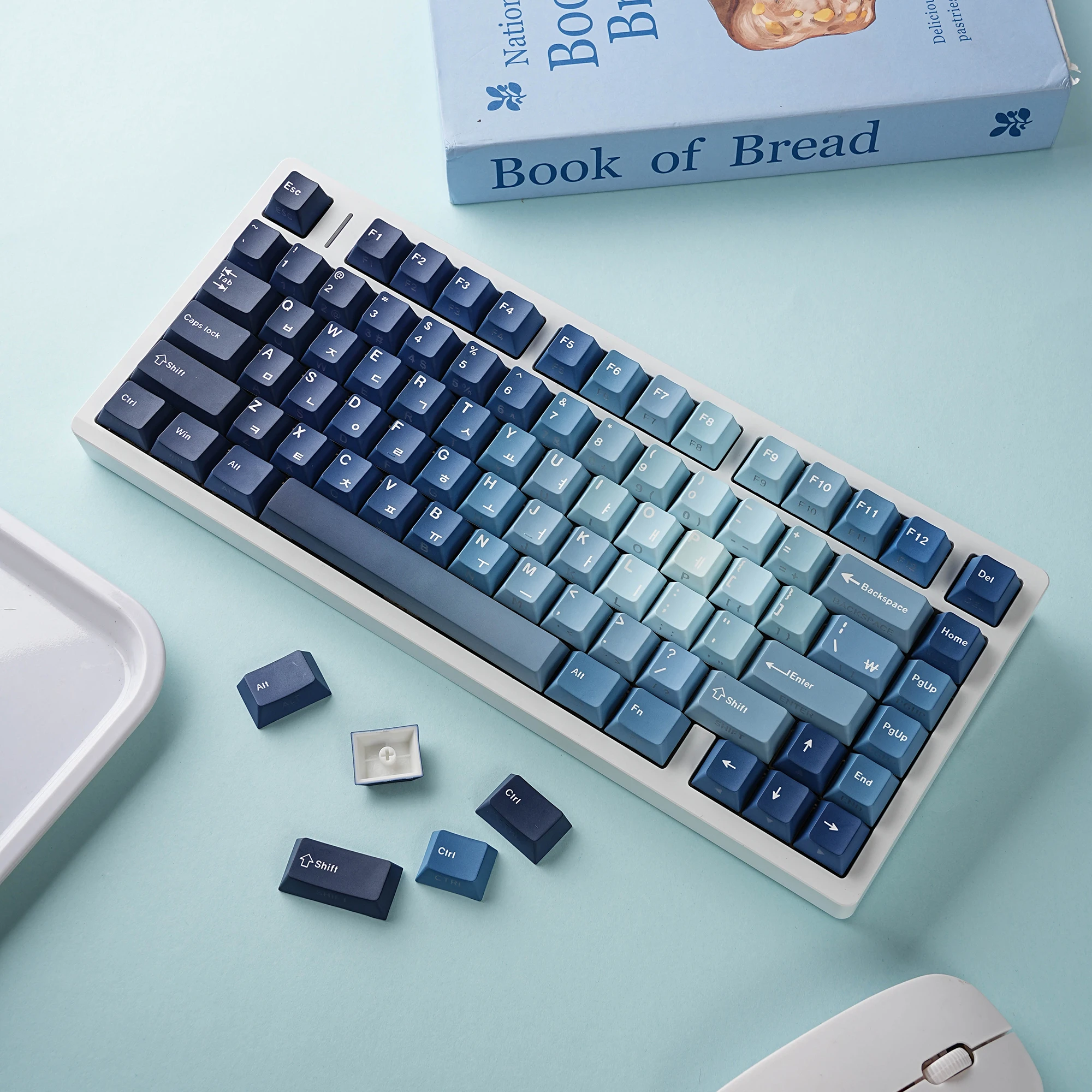 

Korean Keycap French Azerty Russian Spanish 130Key Cherry PBT MX Mechanical Keyboard Japanese KR/JP/FR Blue Hangul Keycap