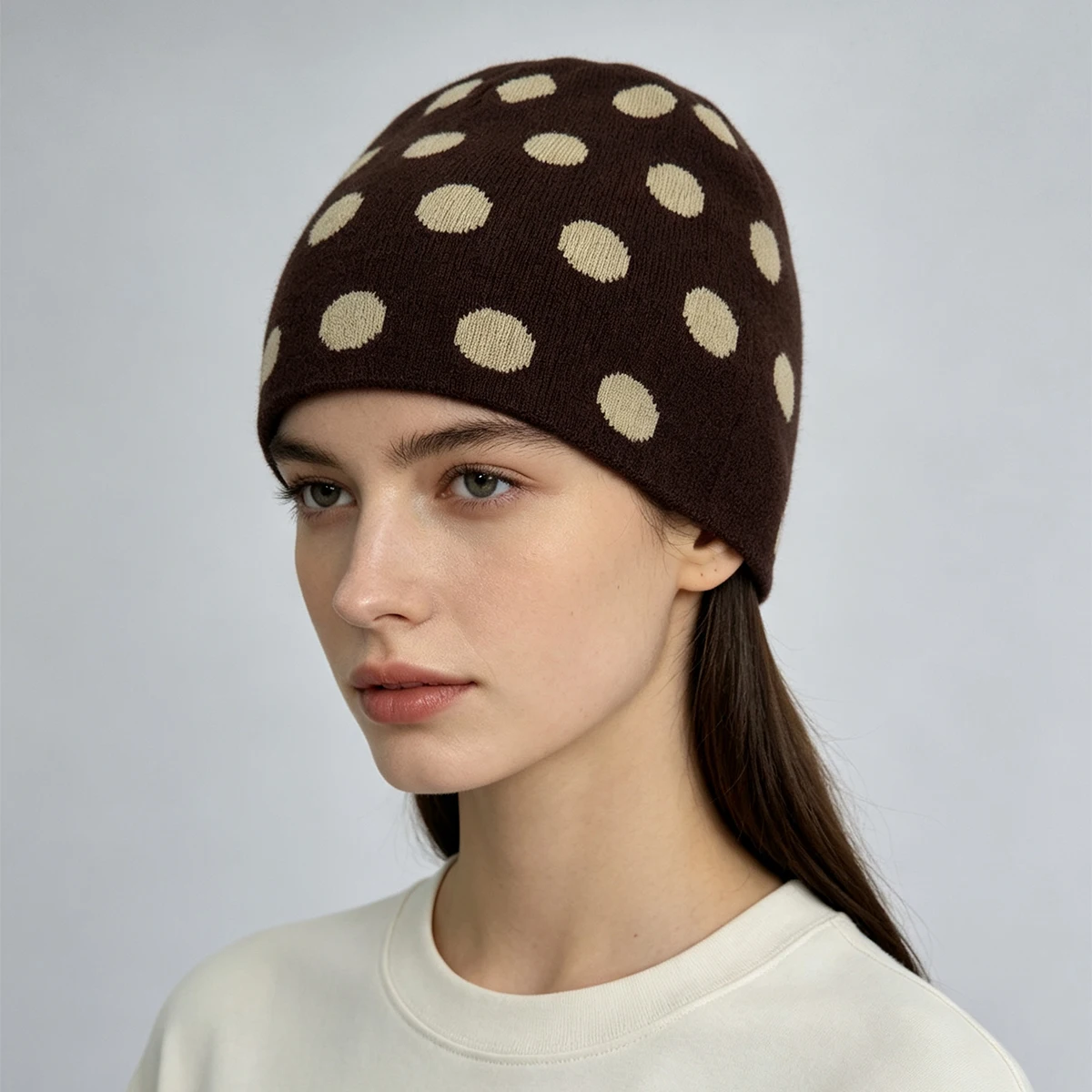 Retro Personal Jacquard Round Wave Dots Knitted Hats New Men Women Warm Color Block Versatile Niche Fashion Casual Ins Beanies 5