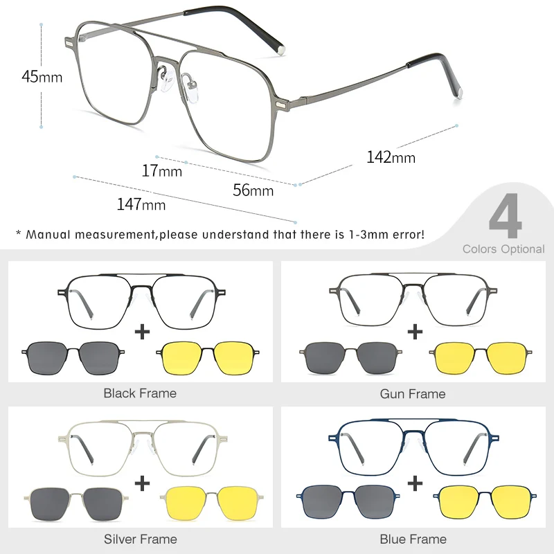 ใหม่3ใน1แว่นตากันแดด Polarized ชายคลิป Anti Blue Light แว่นตา Anti-Glare zonnebril Heren