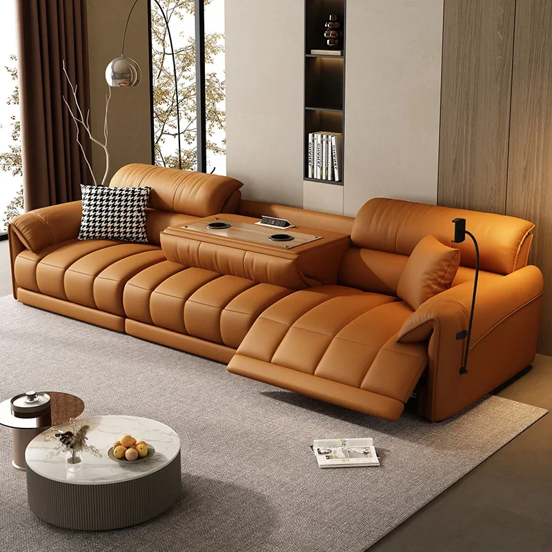 First Class Electric Leather Sofa, Living Room, Small and Medium-sized Adjustable Multifunctional Sofa