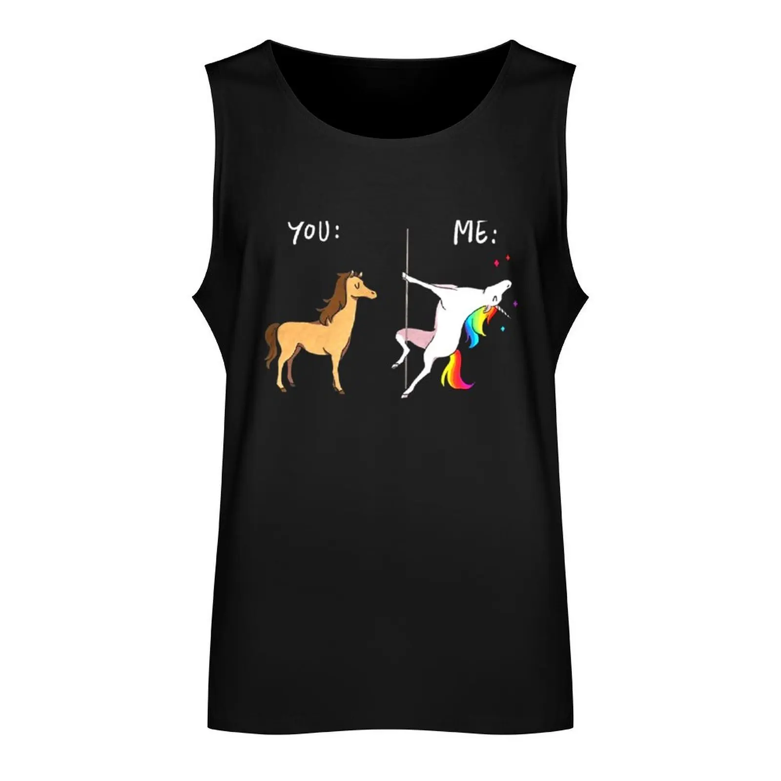 Me Unicorn You Horse Pole Dancing Tank Top Vest male Fitness men clothing sleeveless man shirts