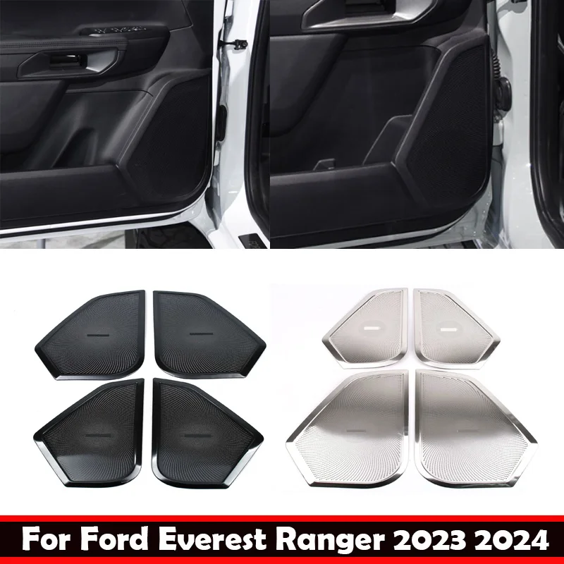 

For Ford Everest Ranger 2023 2024 Car Speaker Cover Stainless steel 4 Door Loudspeaker Sound Pad Trim interior Horn Accessories