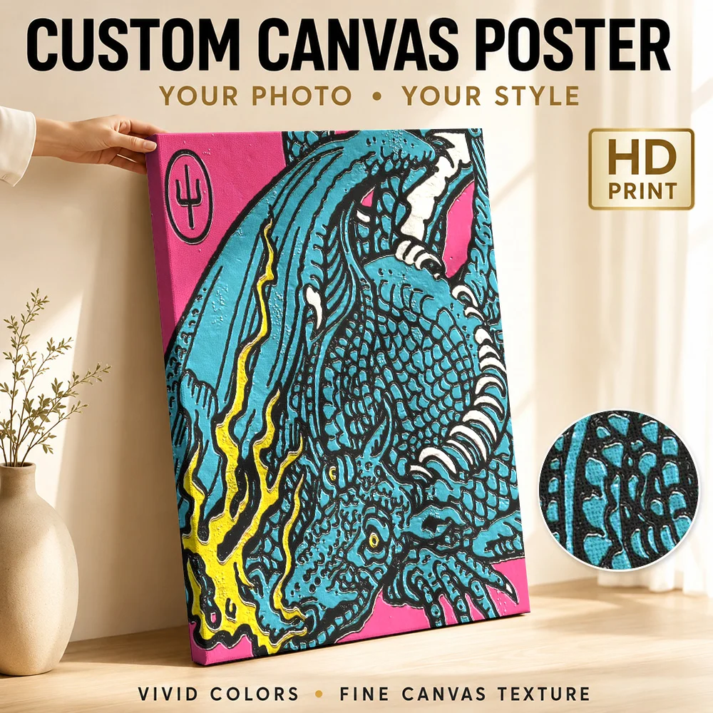 Twenty One Pilots Scaled Dragon Canvas Poster Personalized Photo Detailed Illustration Wall Art For Bedroom Listening Corner