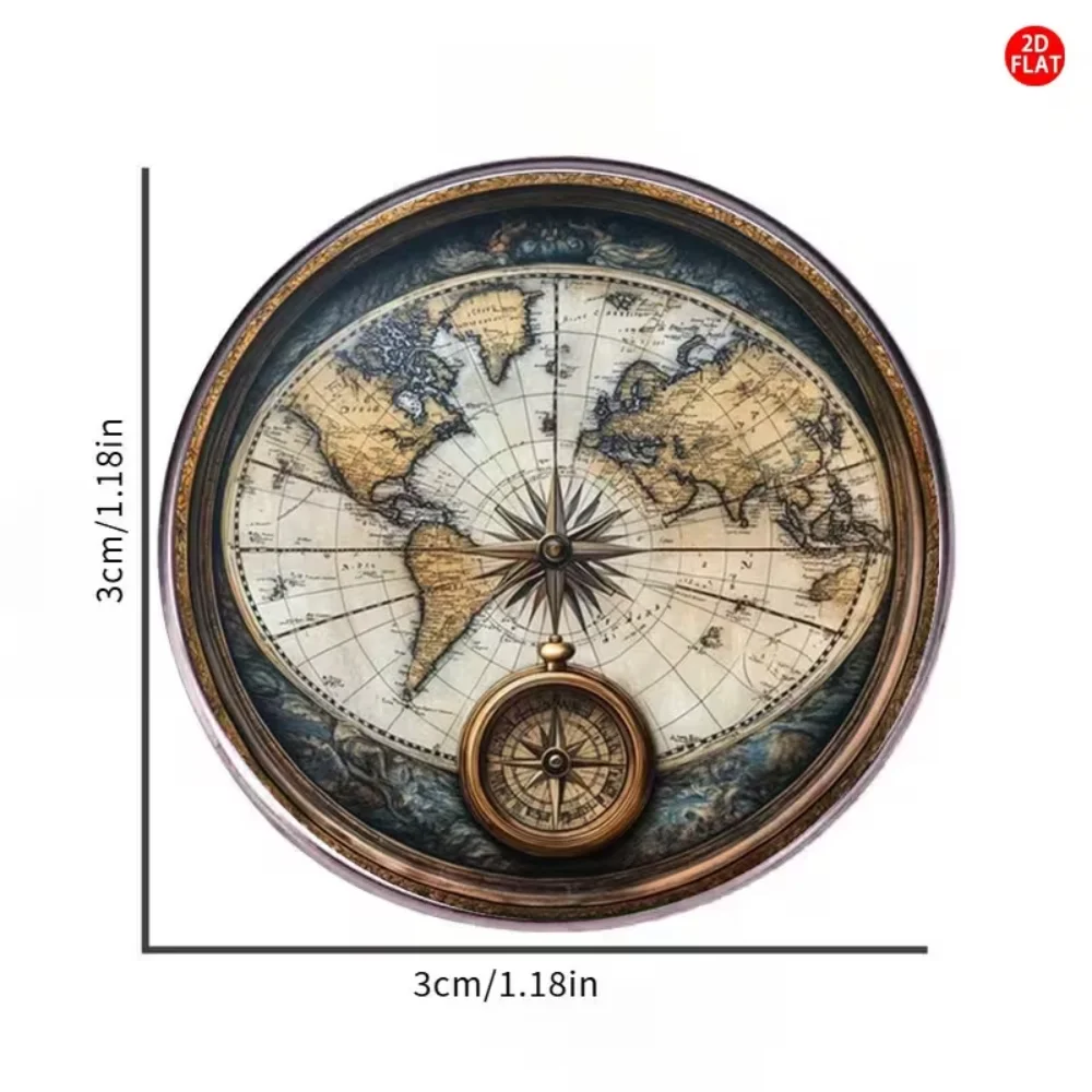 Retro Navigation Map Compass Compass Pin Stainless Steel Flat Dropper Pin Clothes Backpacks Pins Decorative Accessories