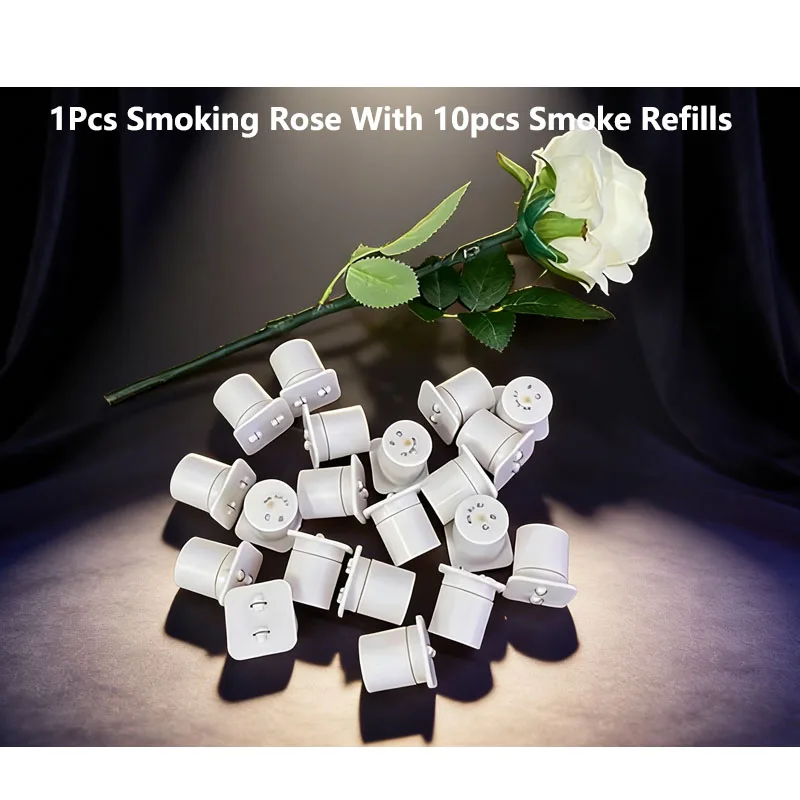 

1Pcs Smoking Rose With 10pcs Smoke Refills Magic Tricks Show Charging Version Stage Party Props Appearing From A Rose