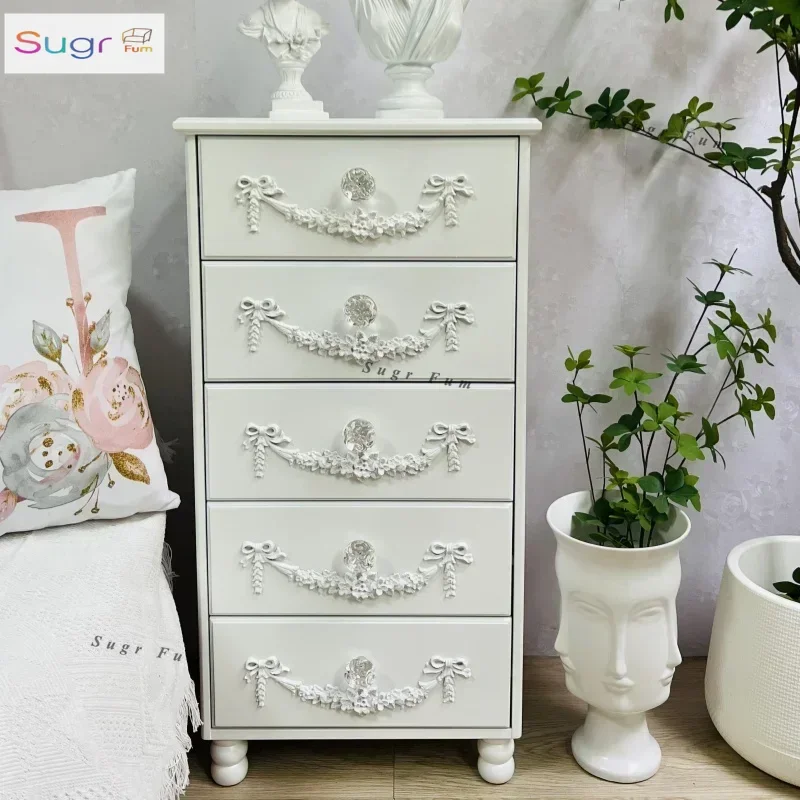 

Bijia chest, living room, bedroom, French-style five-bucket storage cabinet, European-style locker, solid wood bedside table,