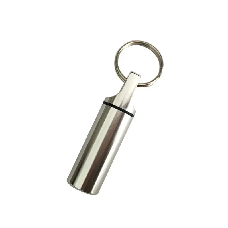 1/2Pc Portable Aluminum Medicine Organizers Storage Box Waterproof Keychain Pill Case Seal Outdoor Pill Bottle Black,Blue,Sliver
