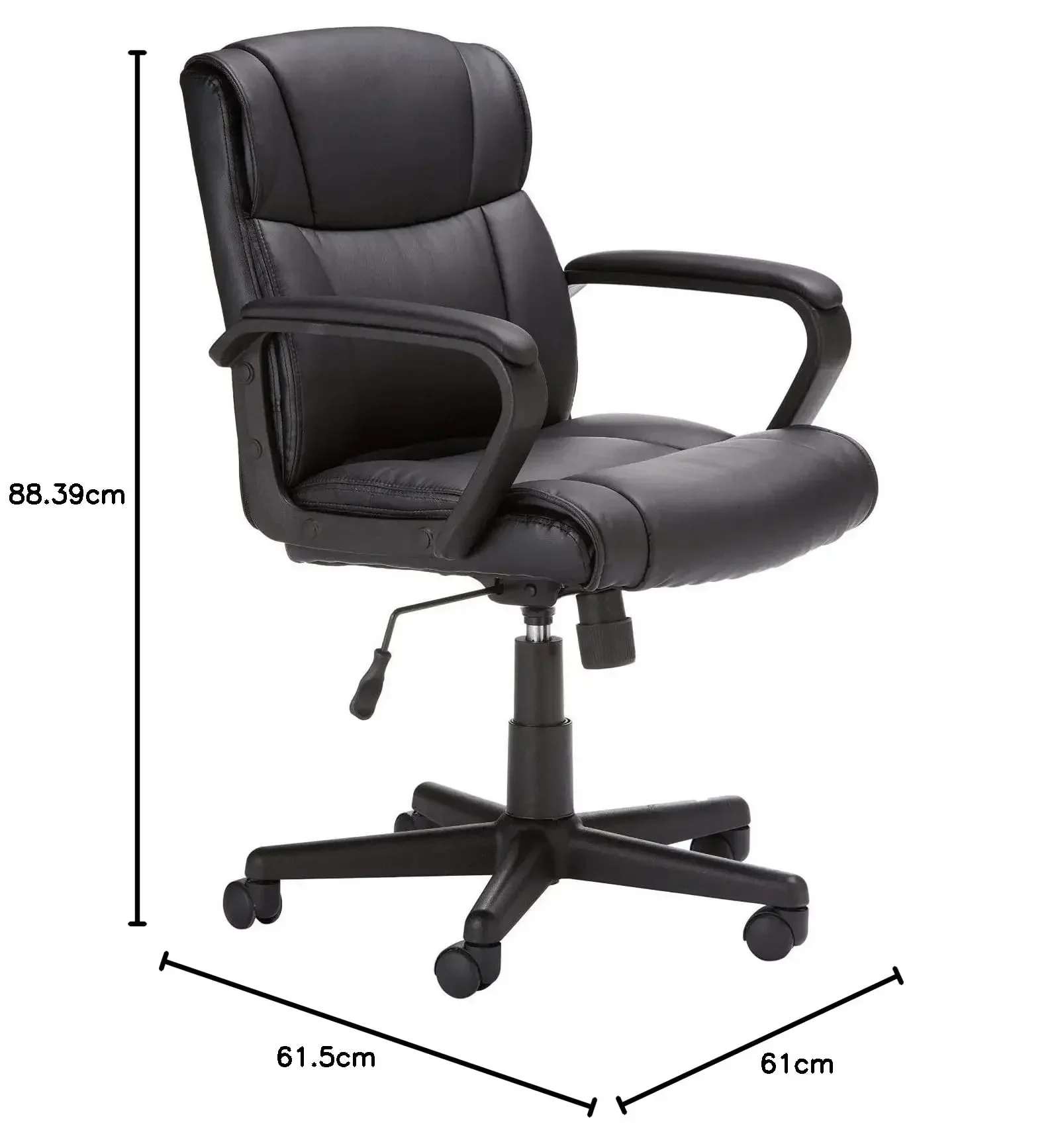 Amazon Basics Padded Office Desk Chair with Armrests, Adjustable Height/Tilt, 360-Degree Swivel, 275 Pound Capacity, 24 x 24.2 x