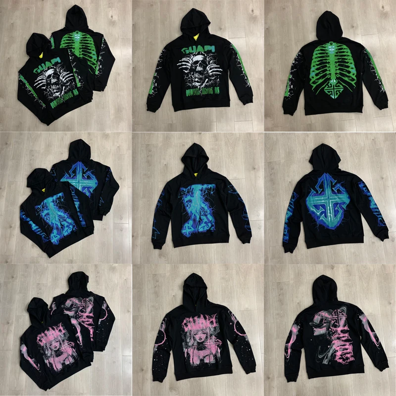 

Guapi Hooded Sweatshirts New High Street Vintage Men Women Streetwear Pullovers