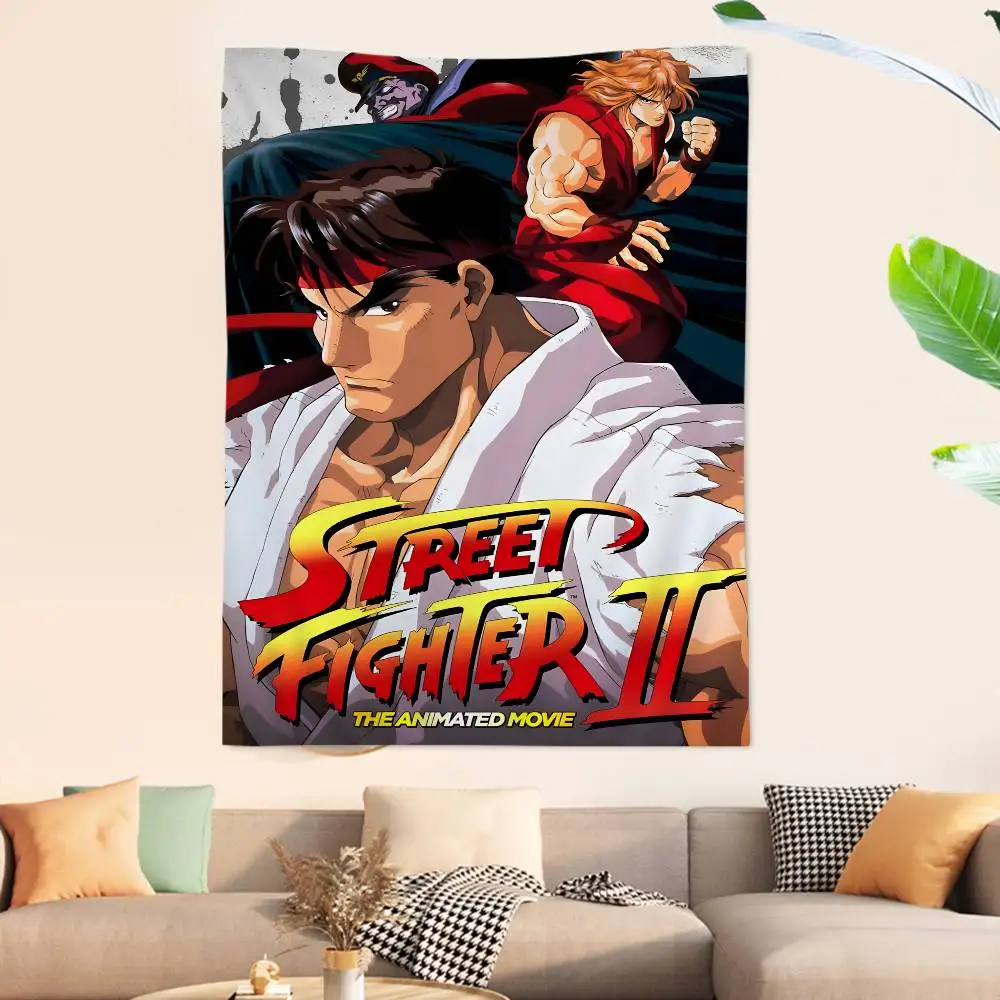 Game S-Street Fighter Anime Wandteppich zum Aufhängen, Tarot-Hippie-Wandteppiche, Wohnheim-Dekoration