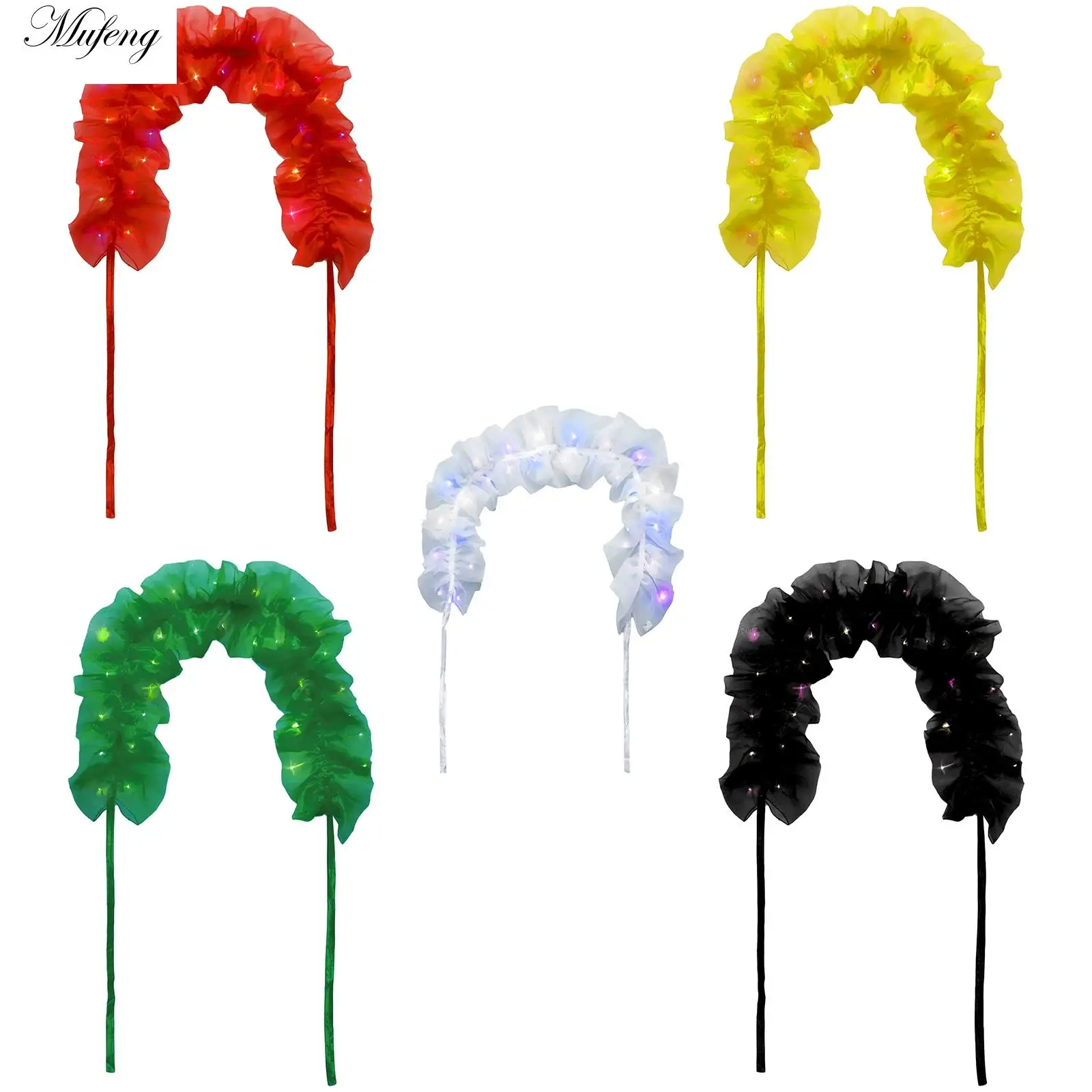 

Retro Cape Shawl Unisex Self-tied Ruffled Fake Collar with Light Costume Accessories for Photography Halloween Performance Props