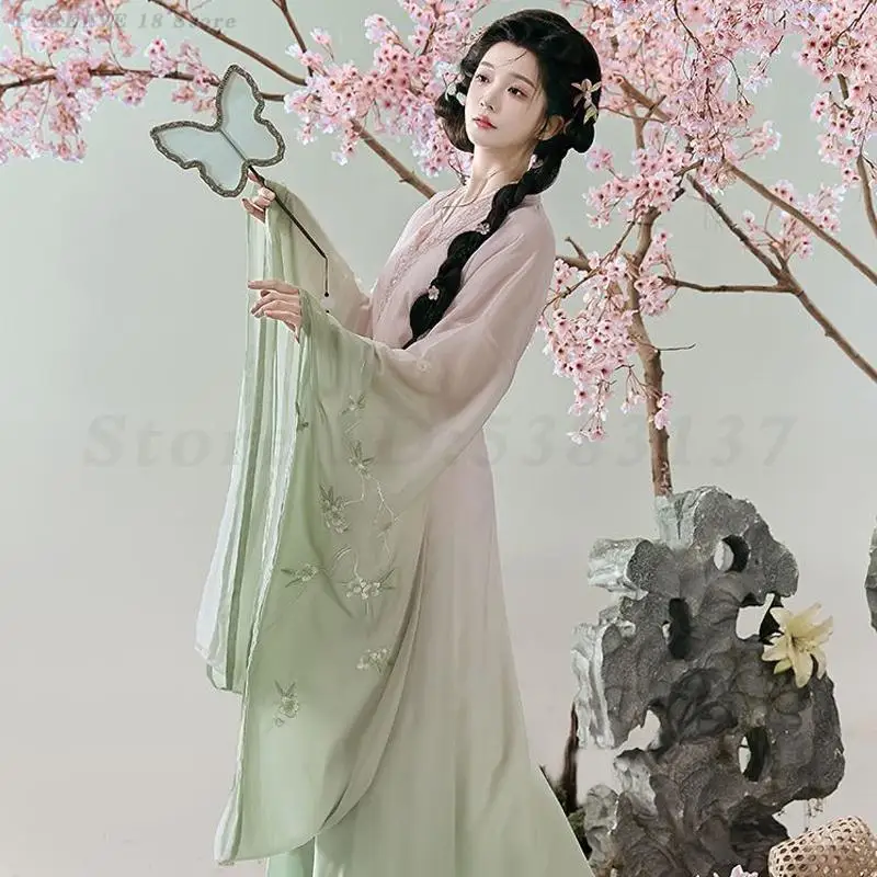 وي جين هانفو مجموعة الصينية التقليدية الجنية تأثيري حلي الجدة فستان قديم ربيع الخريف التطريز سلالة تانغ الملابس