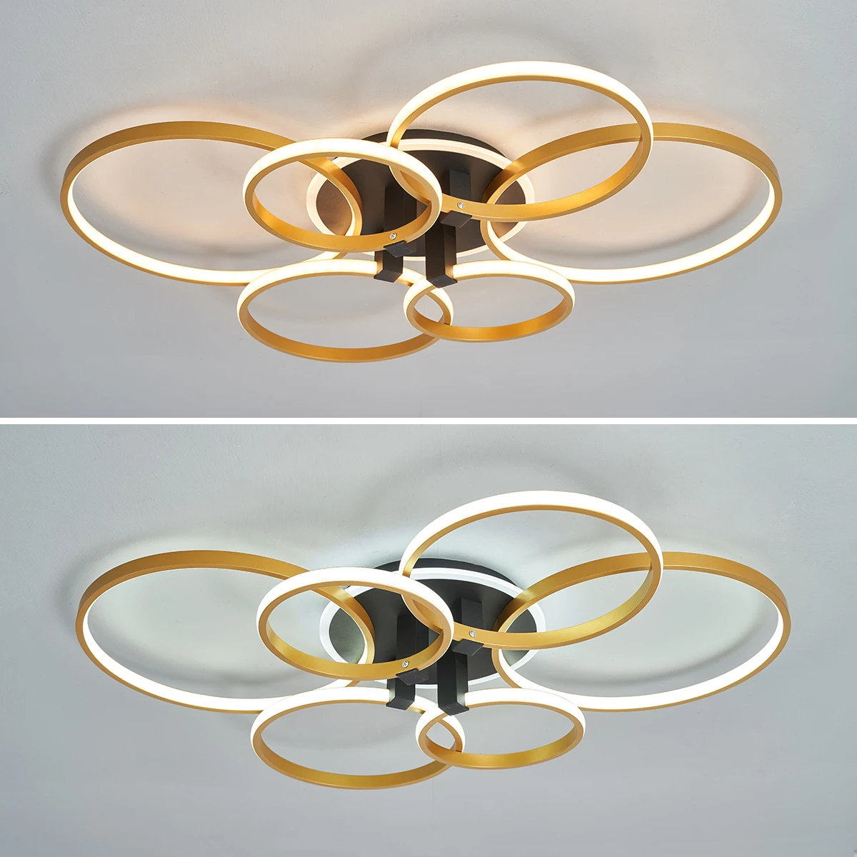 

Новые современные светодиодные потолочные светильники для гостиной, спальни, кабинета, потолочный светильник, золотой + черный окрашенный потолочный светильник, AC110-240V