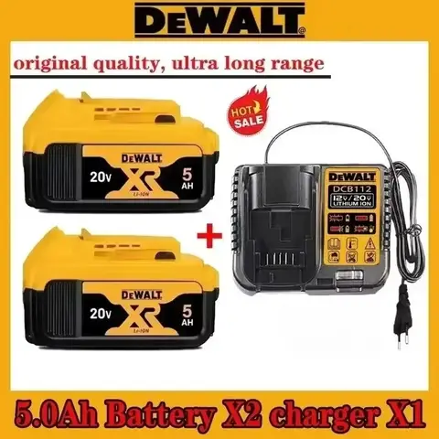 แบตเตอรี่แท้ DeWALT 20V 5.0Ah 6.0Ah MAX FlexVolt สำหรับ DCB606 DCB205 DCB206 DCB209 DCB182 เครื่องมือไฟฟ้า พร้อมที่ชาร์จ