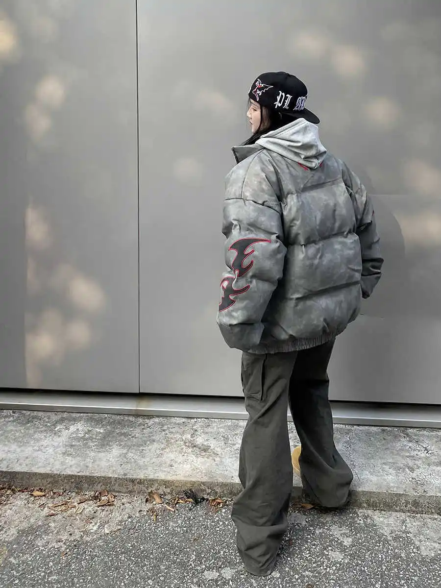 رسالة التطريز ملابس الشتاء النساء الشارع الهيب هوب خمر الشتاء سترة النساء الملابس فضفاضة معطف الشتاء غير رسمي النساء بلايز #5