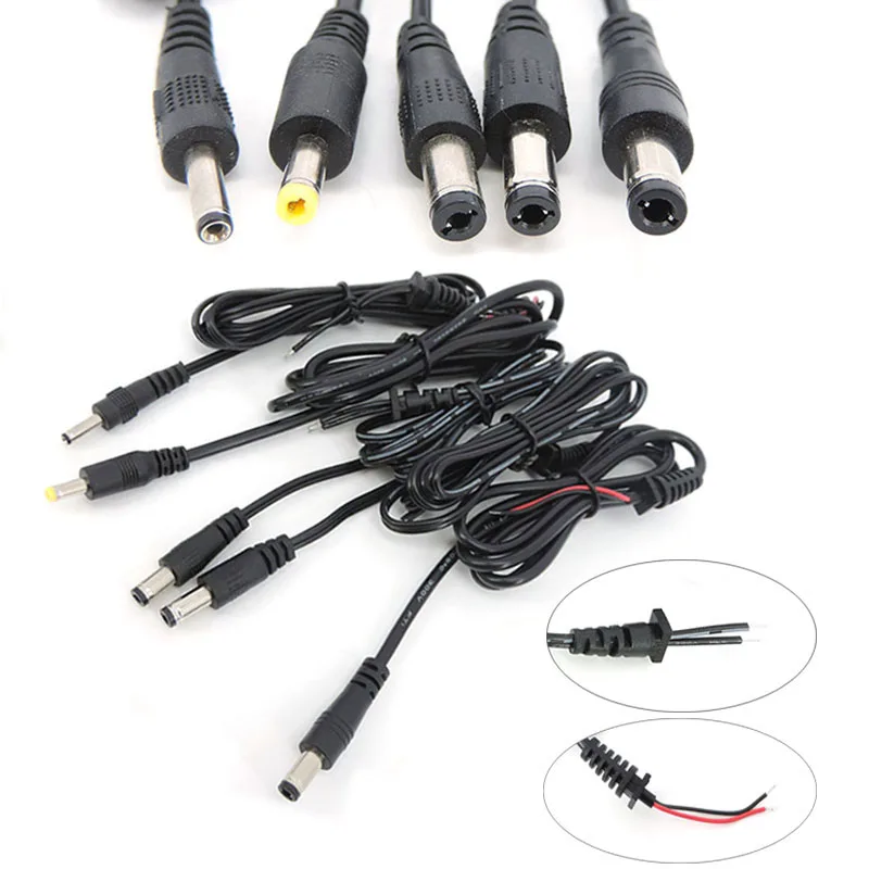 1M 2pin Output Power connector Cord DC Male Plug Adapter repair diy Cable 5.5*2.5 5.5x.2.1mm 4.0*1.7mm 3.5*1.35mm pigtail cord o