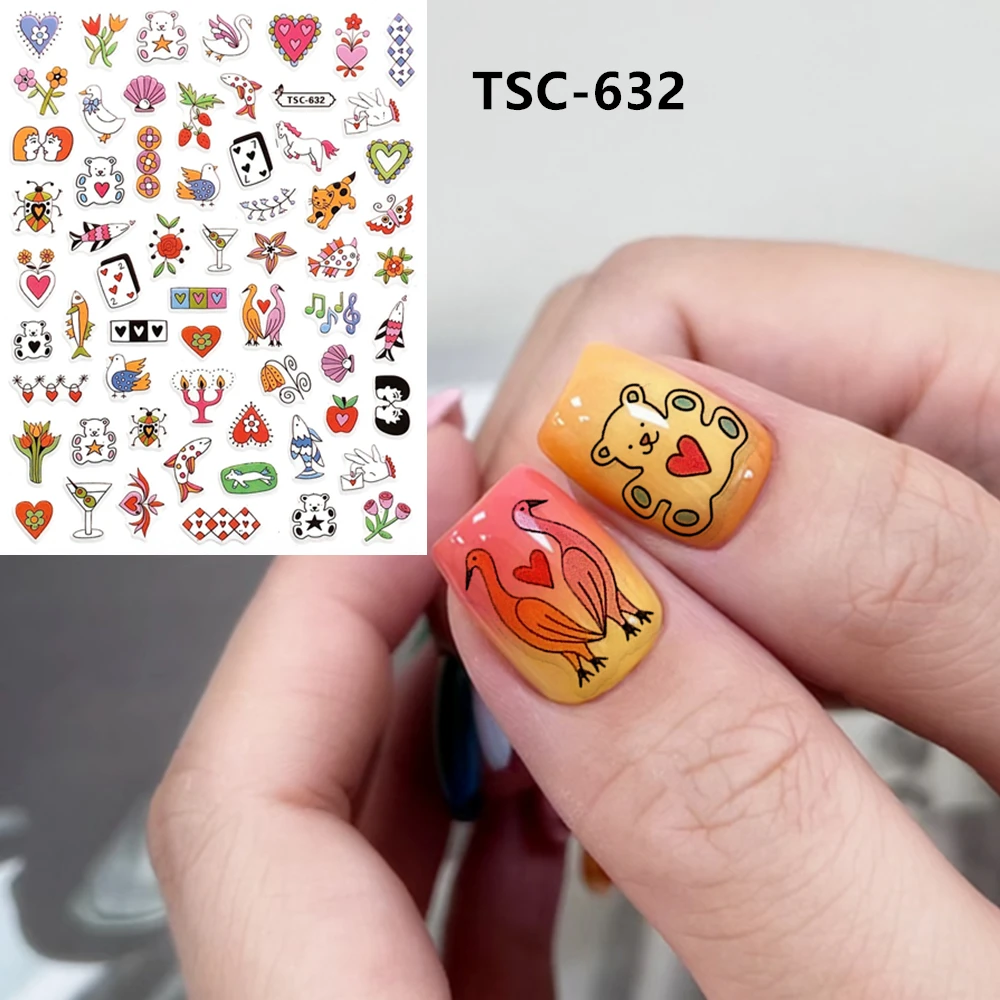 Newest TSC-632 plants and animals Nail Stickers: Blossom Your Style 3d nail art stickers decal template diy nail tool decorati