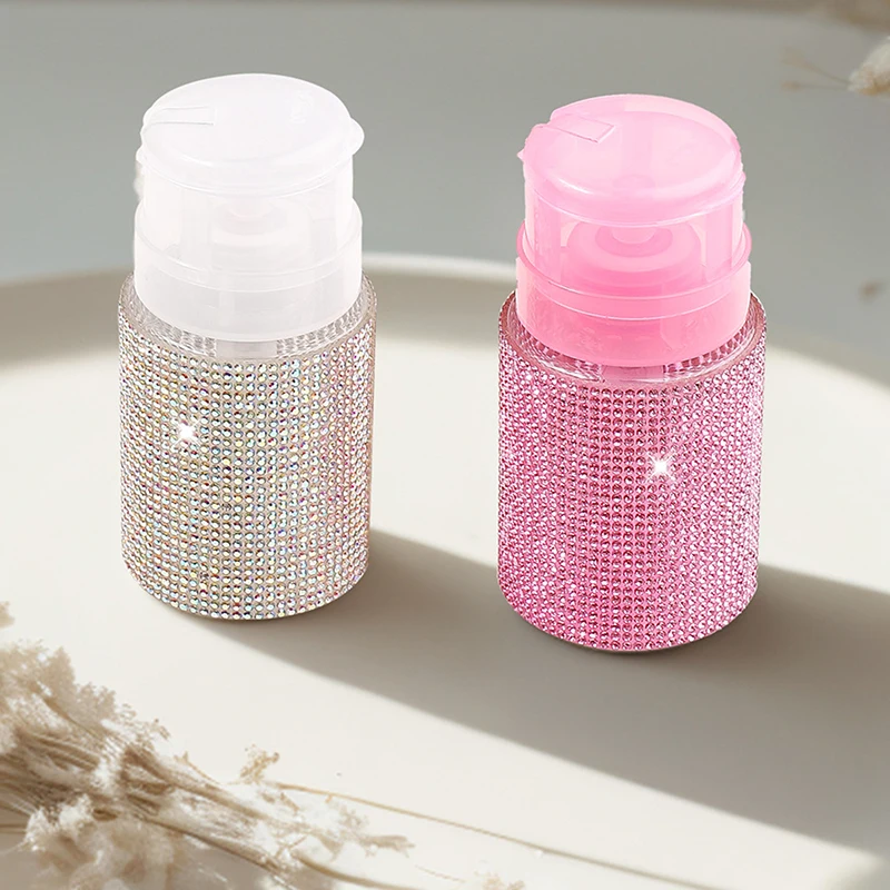1 Pcs Diamond Nail Refillable Bottles Empty Press Pump Dispenser Nail Art Polish Remover Cleaner Makeup Bottle Manicure Tool