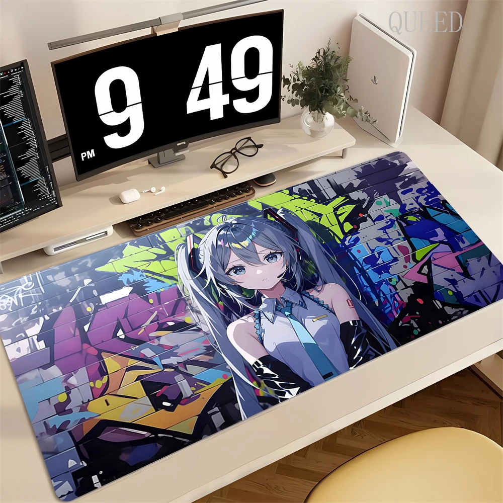 

Cute Kawaii Hole Anti-slip Rubber Mouse Pad H-Hatsune Miku Large Gamers Extended Non-slip Xxl Mause Desktop Mats With Lock Edge