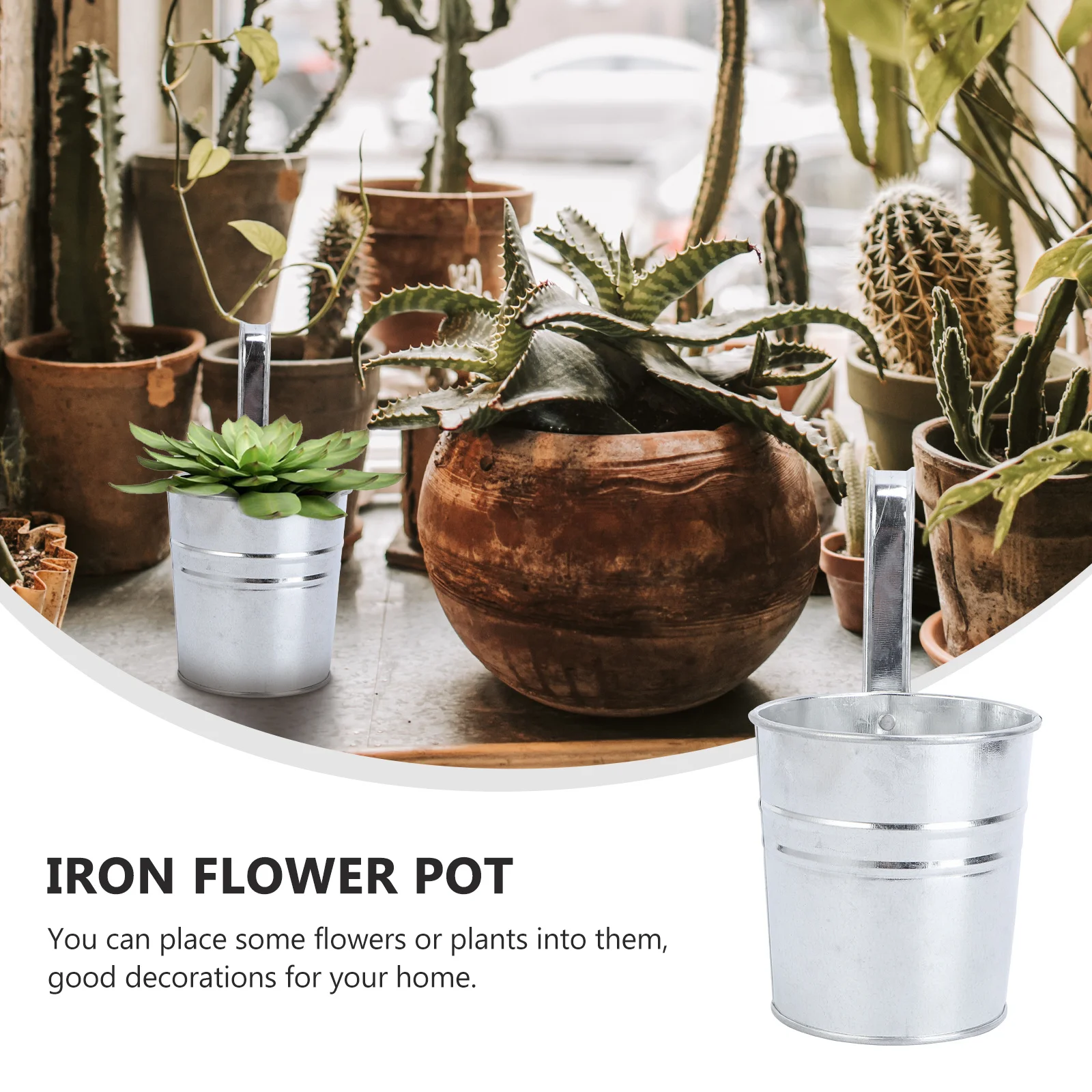 

4pcs Hook Flower Iron Sheet Hanging Gardening Bucket For Home Decor Small Space Iron Bucket Flower Storage Holder