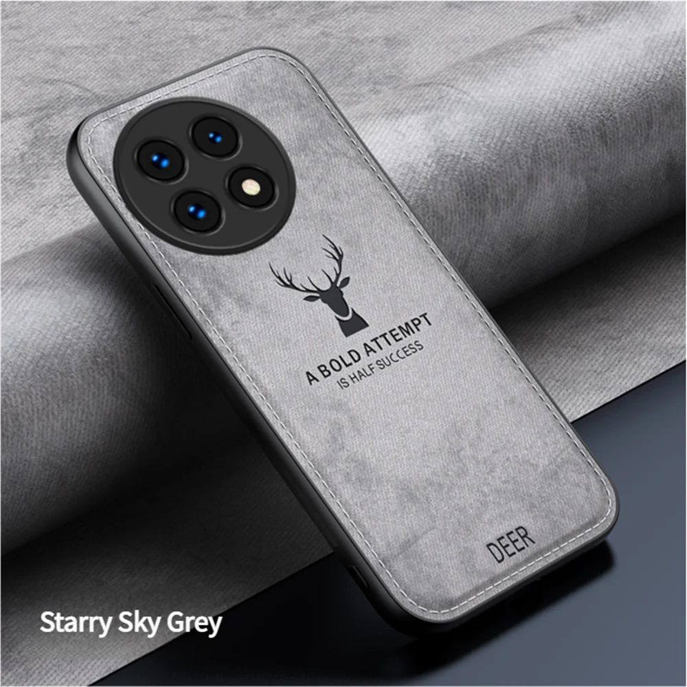 Luxury Cloth Leather Deer Head Pattern Case For Oneplus 13 12 11 10 Pro ACE 2 3 Pro ACE3V Shockproof Soft Back Matte Shell Cover