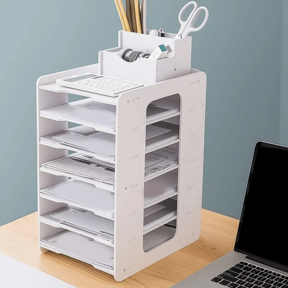 

Многослойная стойка для хранения файлов из ПВХ, экономия места, простая сборка, держатель для файлов, большой вместительный настольный органайзер, принадлежности для бухгалтерского учета