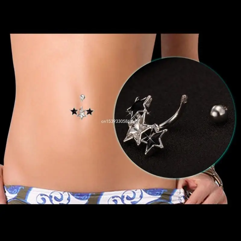 Harajuku Star Pentagram Rhinestone-Bellybutton Rings for Women Punk Charm Cool Navel Rings Fashion Y2k Piercing Jewelry Dropship