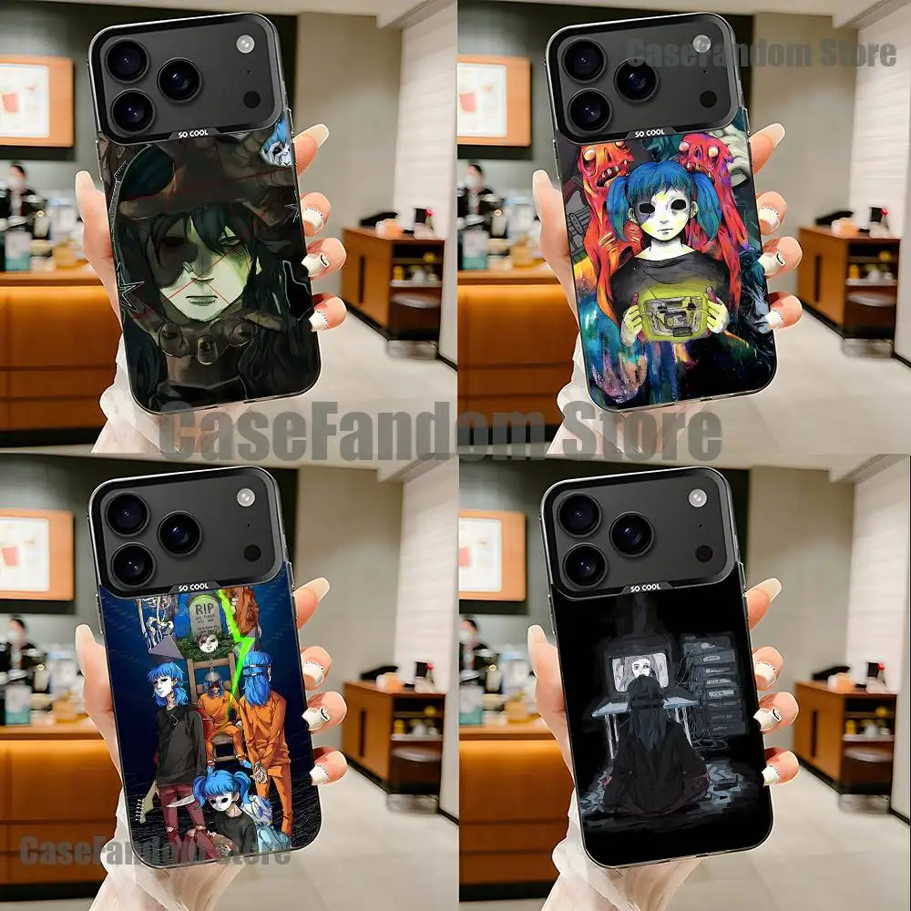 

S-Sally Face For iPhone 17,16,15,14,13,12,11,Pro,MAX,Plus Black Shockproof Candy Matte Cover