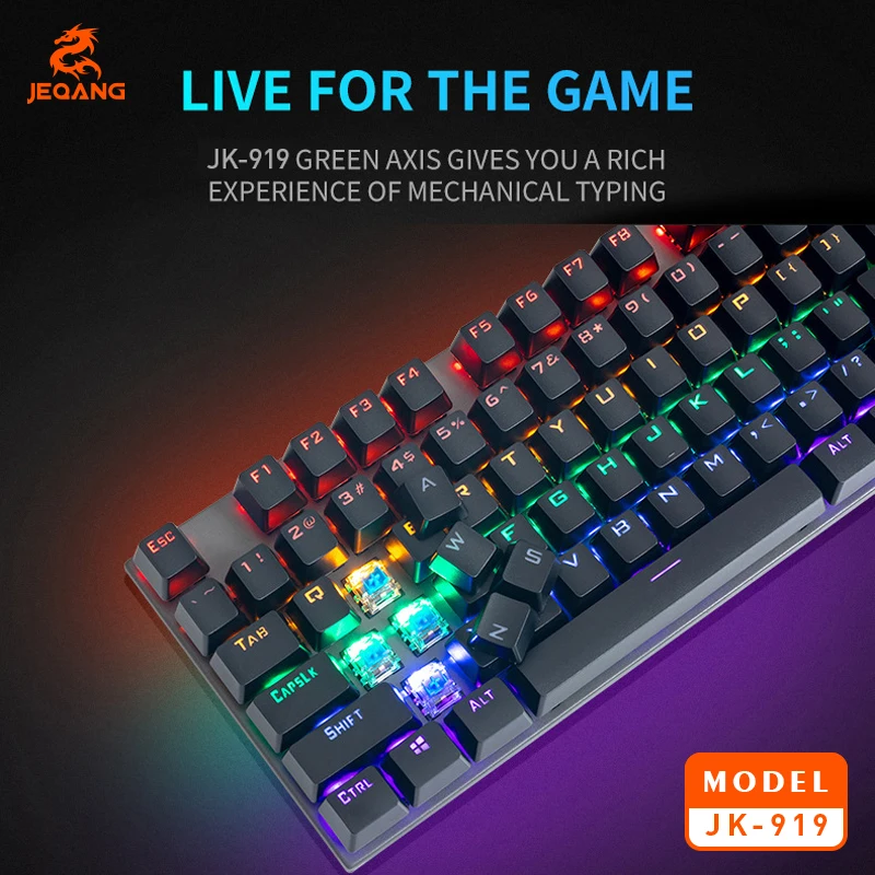 

JEQANG JK-919 Waterproof Mechanical keyboard,6 rows and 6 colors, and the shafts can be changed freely keyboard