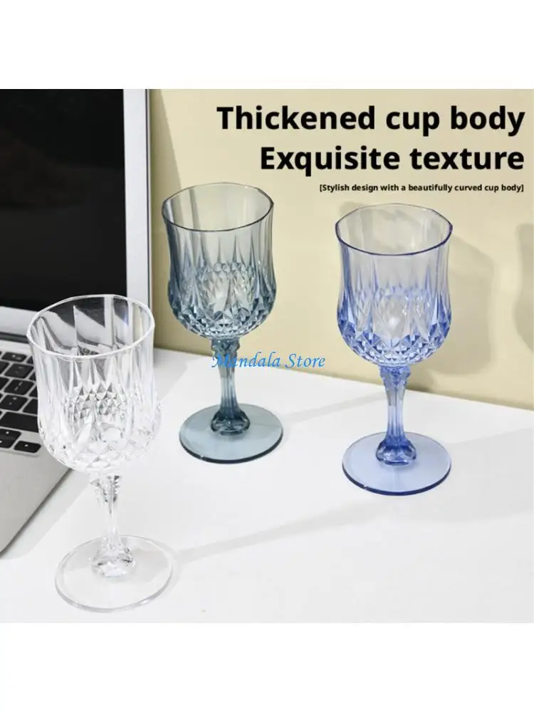 U2JC Plastic Wine Goblet Set, 24 Stem Glasses with Textured Bowl for Sweet Wine, Table Service, Group Meals and Dinner Hosting